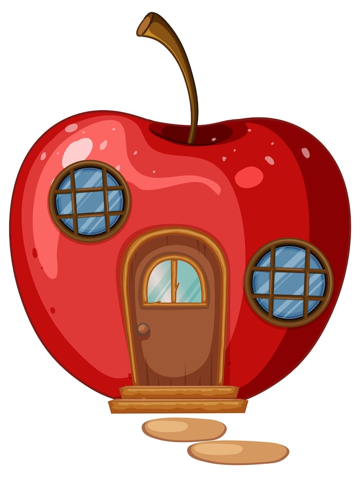 Free Vector apple house illustration