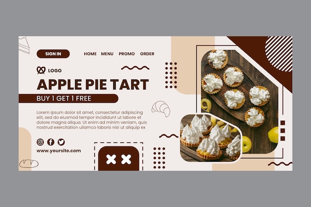 Free vector apple pie tart landing page template