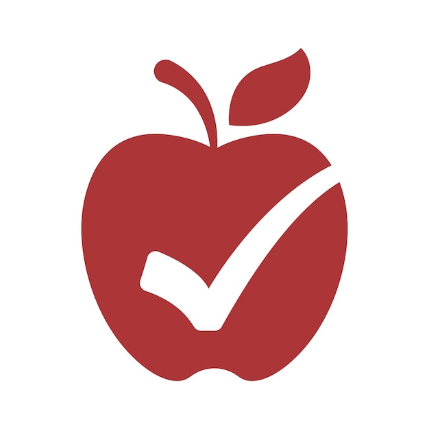 Vettore gratuito stile di glifo rosso di mela con segno di spunta