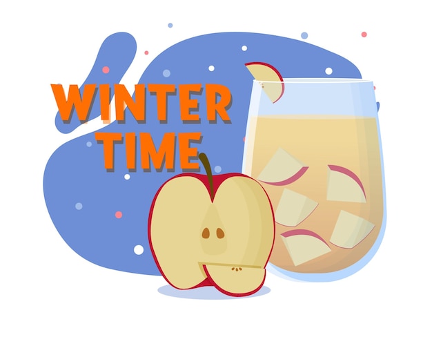 アップルサイダー冬の飲み物フラットベクトルイラスト プレミアムベクター
