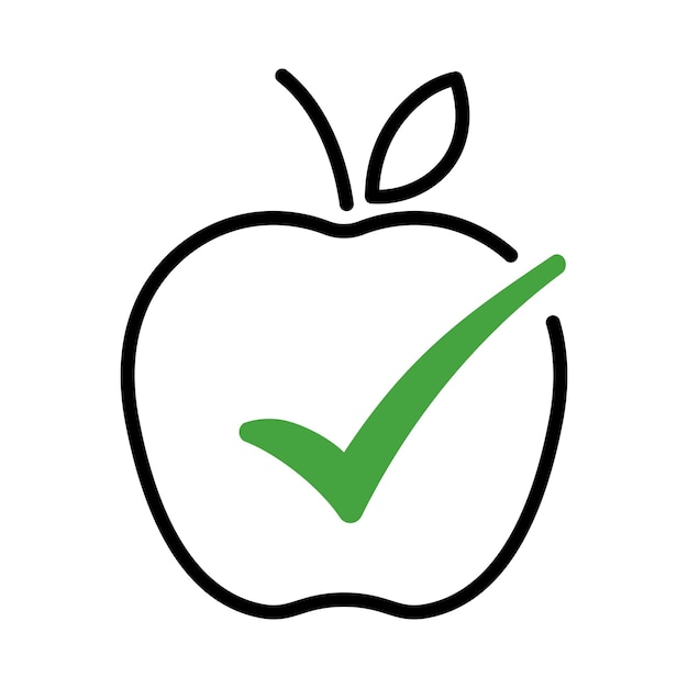 Free vector apple with check mark outline