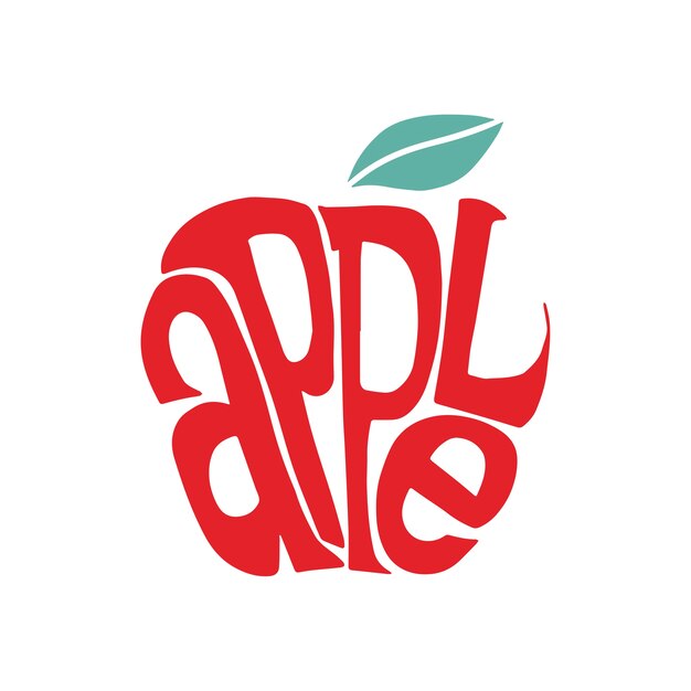 Apple word typography design illustration