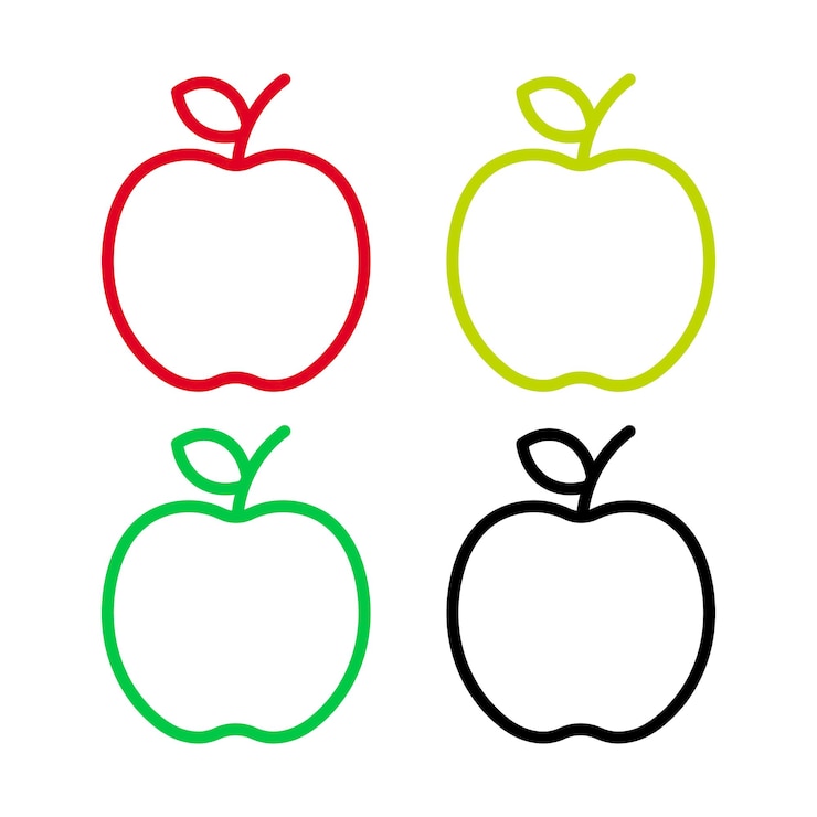 Free Vector apples outline multiple colours