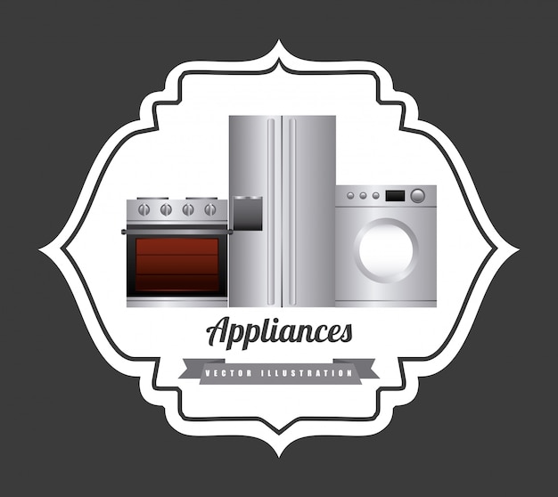 Free vector appliances over gray  background