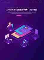 Free vector application development life cycle banner