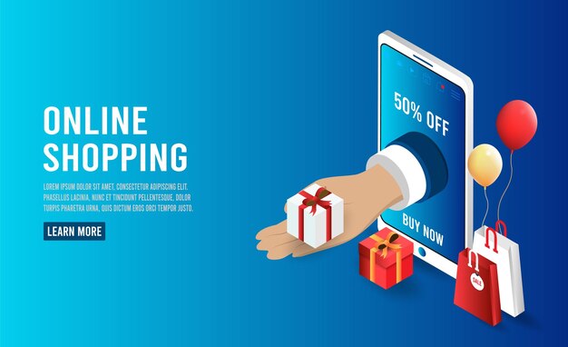 Application smartphone mobile and computer payments online transaction Shopping online process on smartphone Vecter cartoon illustration isometric design