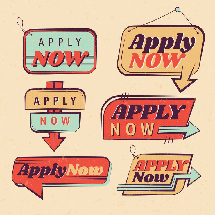 मुफ़्त वेक्टर apply now labels design set