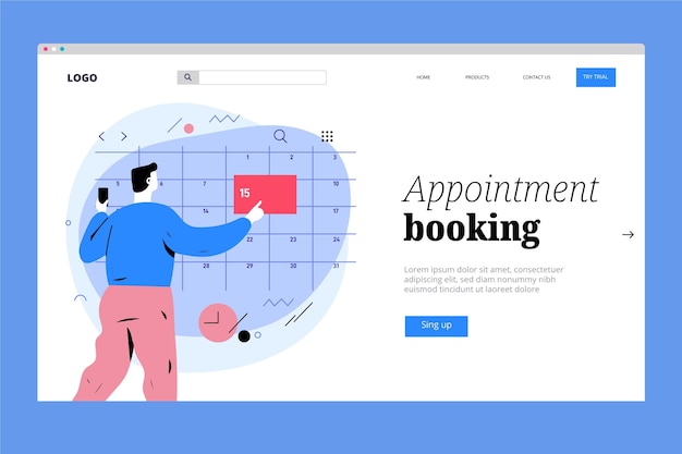 Free vector appointment booking landing page