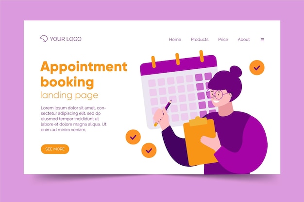 Free vector appointment booking landing page