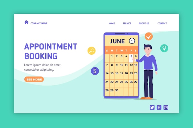 Free vector appointment booking landing page