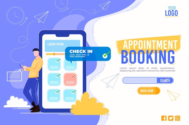 Free vector appointment booking template for landing page