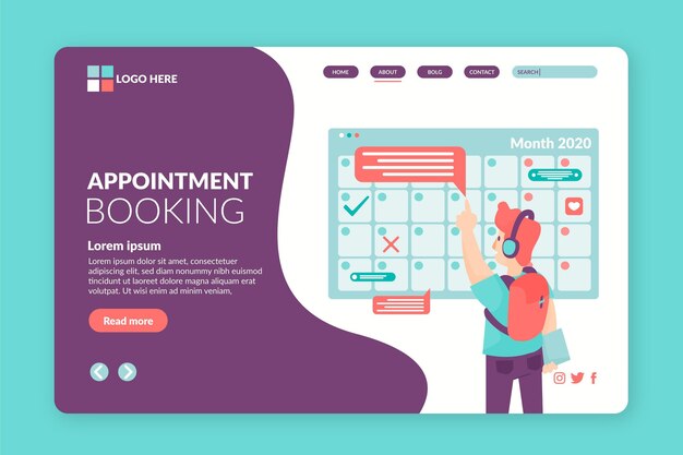 Appointment booking template for landing page