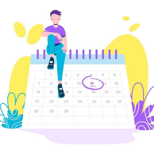 Бесплатное векторное изображение Запись на прием с календарем и человеком
