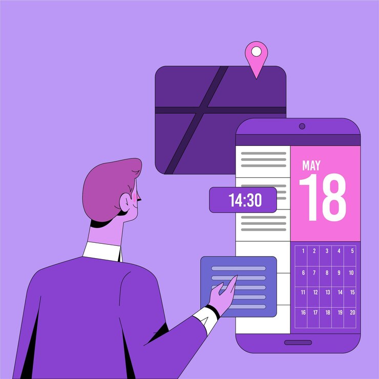 Free Vector appointment booking with man and smartphone