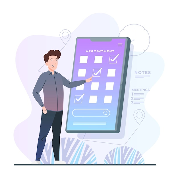 Vettore gratuito prenotazione di appuntamenti con smartphone
