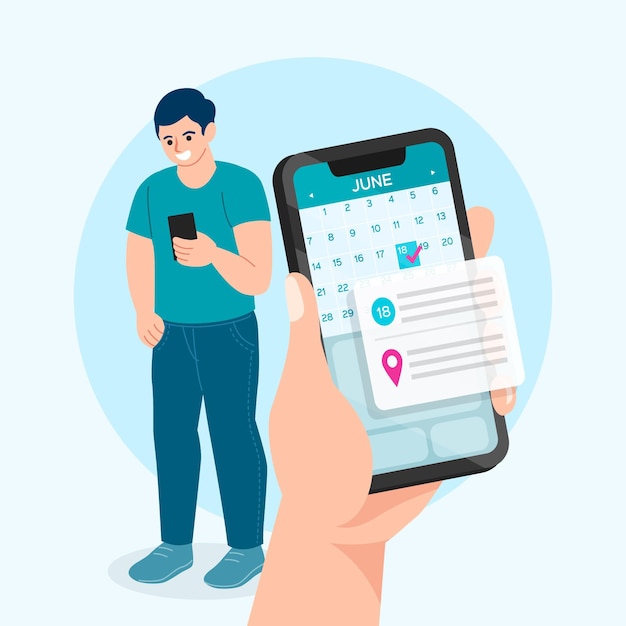 Vettore gratuito prenotazione di appuntamenti con smartphone