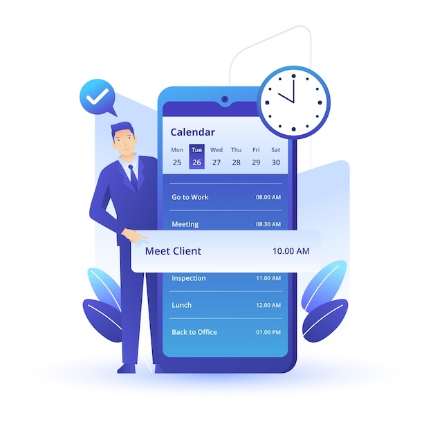 무료 벡터 스마트 폰으로 약속 예약