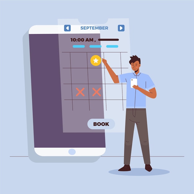 Vettore gratuito prenotazione di appuntamenti con smartphone