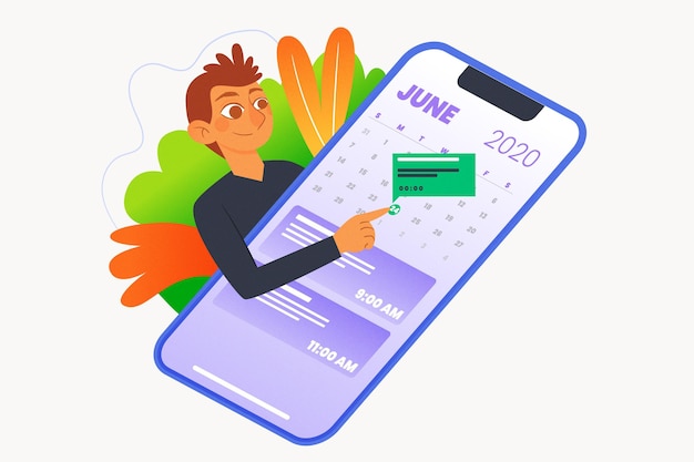 Vettore gratuito prenotazione di appuntamenti con smartphone