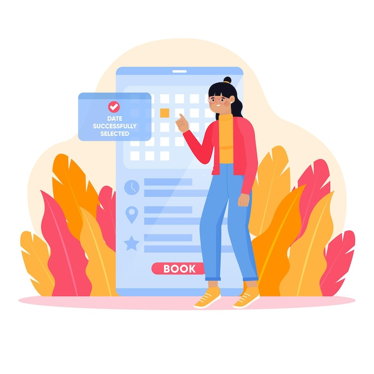 Free Vector appointment booking with smartphone