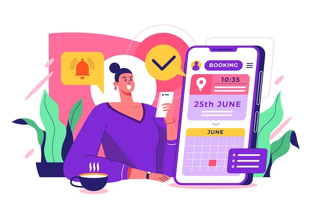 Vettore gratuito prenotazione di appuntamenti con smartphone