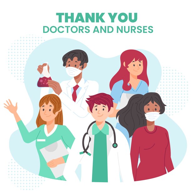 Appreciation of doctors and nurses illustrated