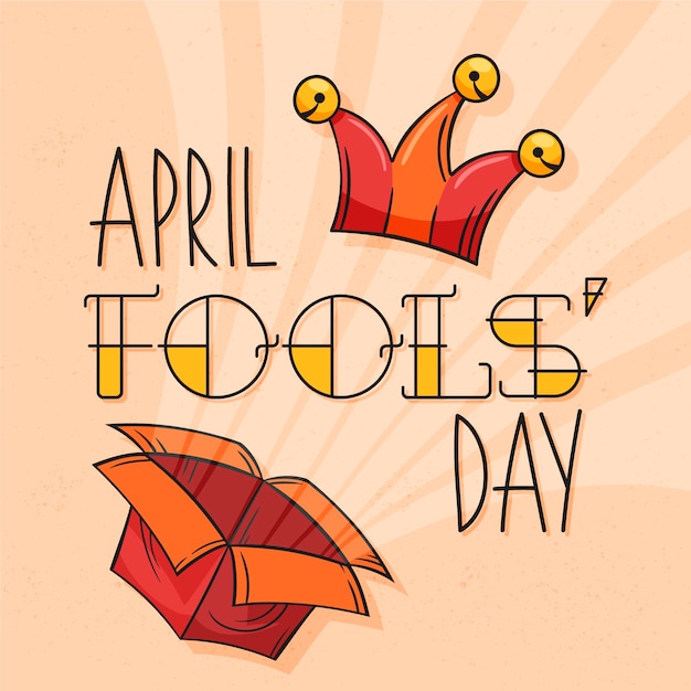 Free vector april fools day with box and hat