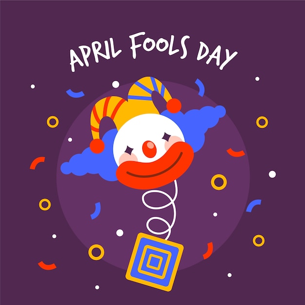 April fools day with clown and confetti