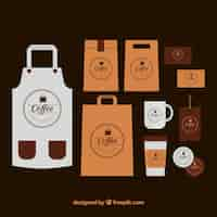 Free vector apron pack and coffee items