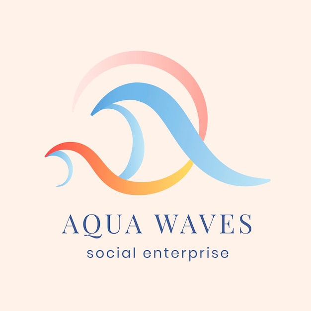 Aqua business logo template, professional creative color flat design vector