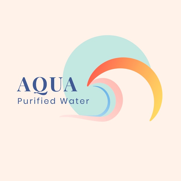 Modello di logo aziendale aqua, azienda idrica, vettore di design piatto pastello creativo