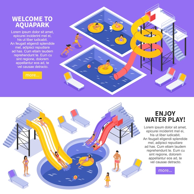 Free vector aqua park banners set