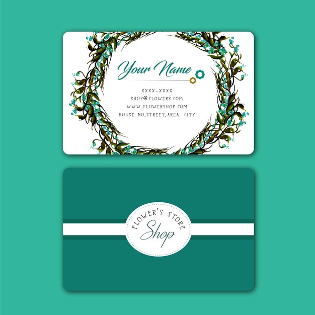 Aquamarine floral business card