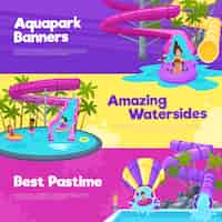 Vettore gratuito bandiere orizzontali di aquapark