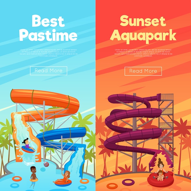 무료 벡터 aquapark 수직 배너