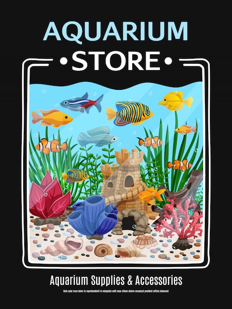 Free vector aquarium store poster