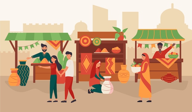 Free vector arab bazaar concept