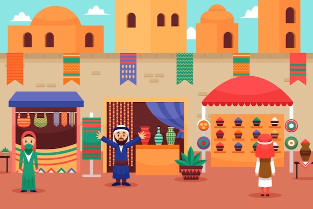 Arab bazaar illustration concept