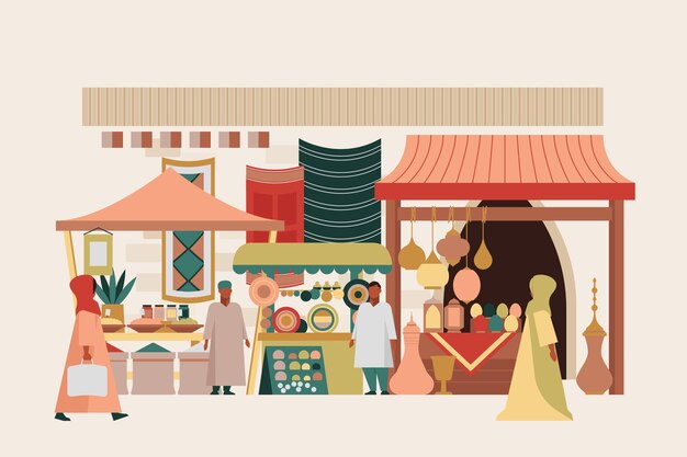 Arab bazaar illustration