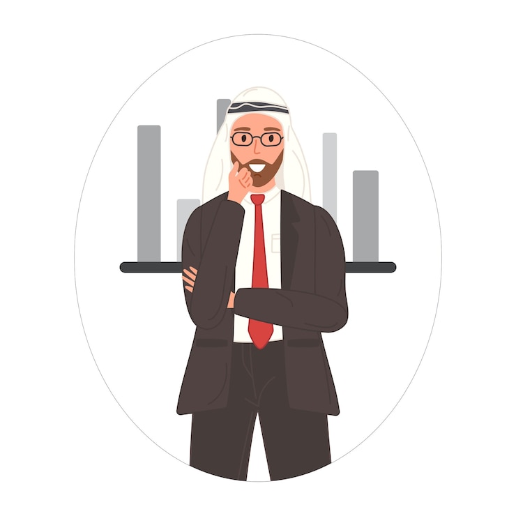 무료 Vector 팔을 고 서 있는 아랍 사업가