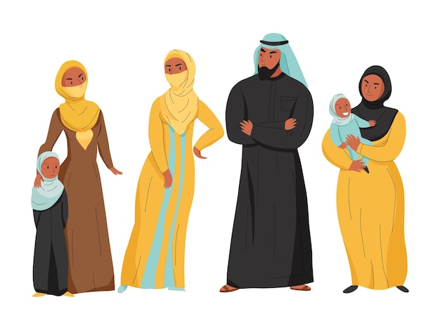 Vettore gratuito illustrazione della famiglia araba