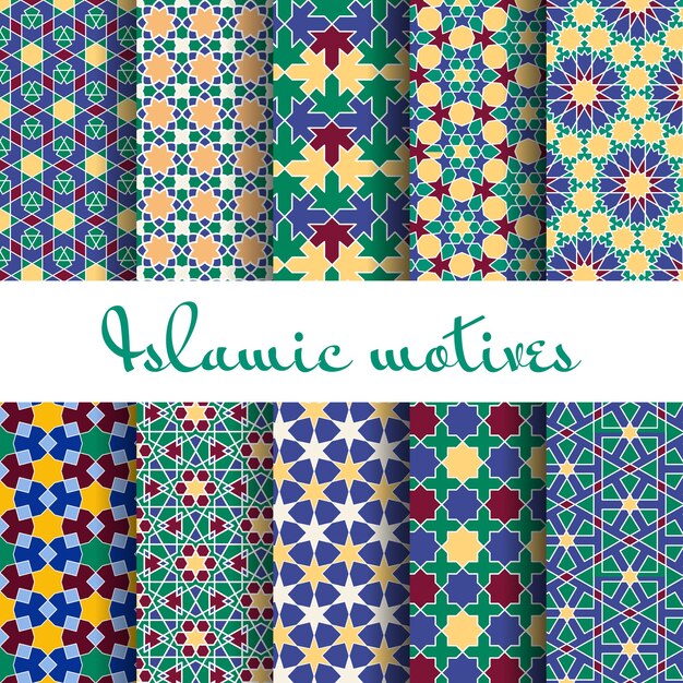 Arab Spring Seamless Pattern Set. design wallpaper, retro ornament.