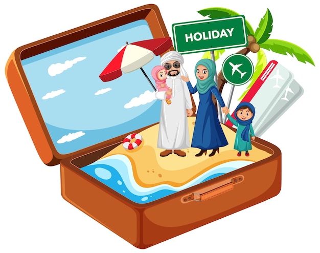 Free vector arabian family on holiday