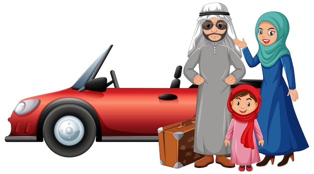 Free vector arabian family on holiday