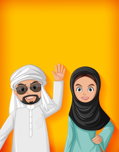 Arabic couple cartoon character