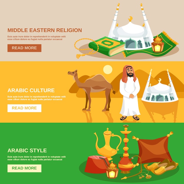 Free vector arabic culture banner set