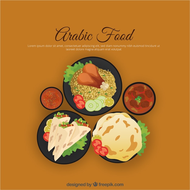 Free vector arabic food in top view