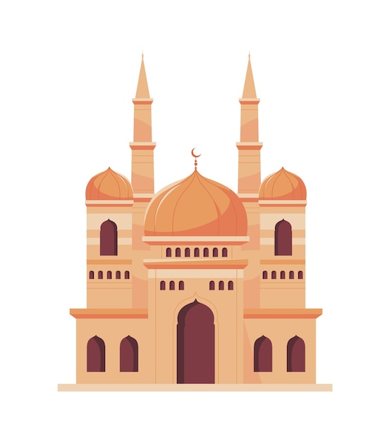 Free vector arabic mosque temple icon white background