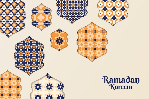 Бесплатное векторное изображение Арабский декоративный фон в бумажном стиле