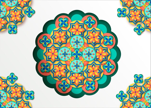 Arabic ornamental background in paper style